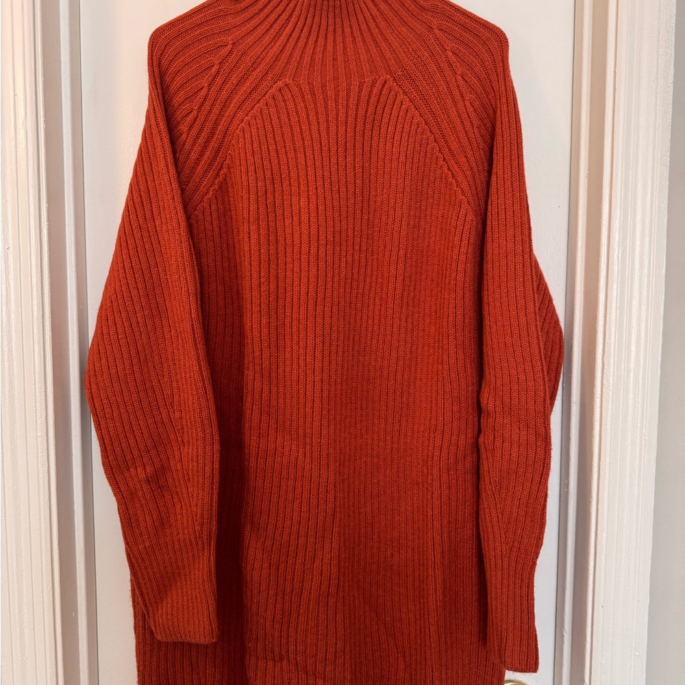 Elegant Long Sleeve Rust Dress